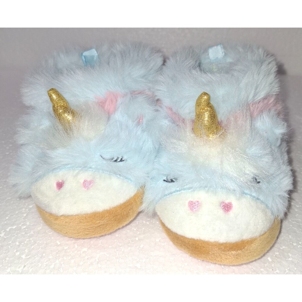 Wonder Nation Toddler Girls Size 3 Fuzzy Unicorn Booties Soft Plush Shoes